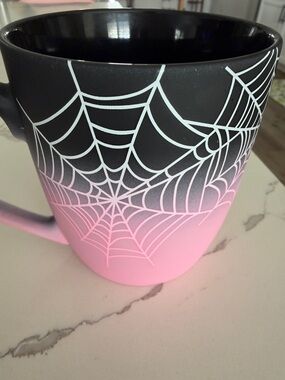 Pink and Black Spiderweb Ceramic Mug